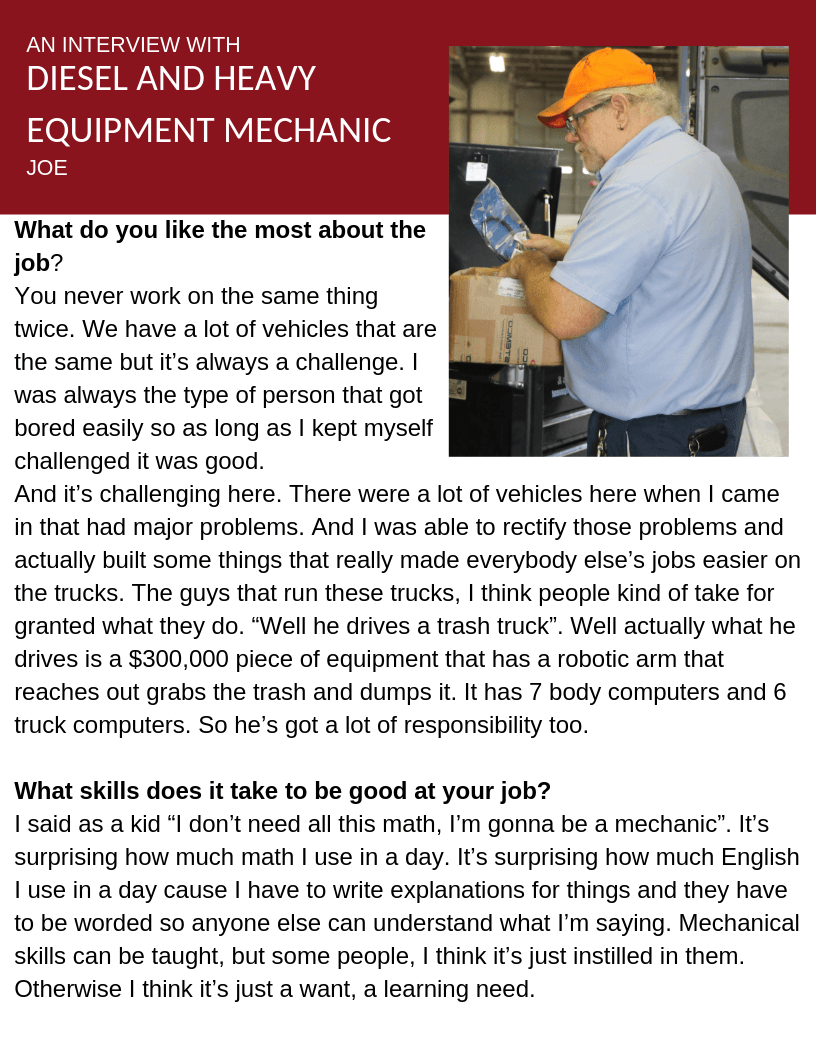 Heavy Equipment mechanic PROFILE