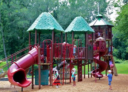 A large red playground.